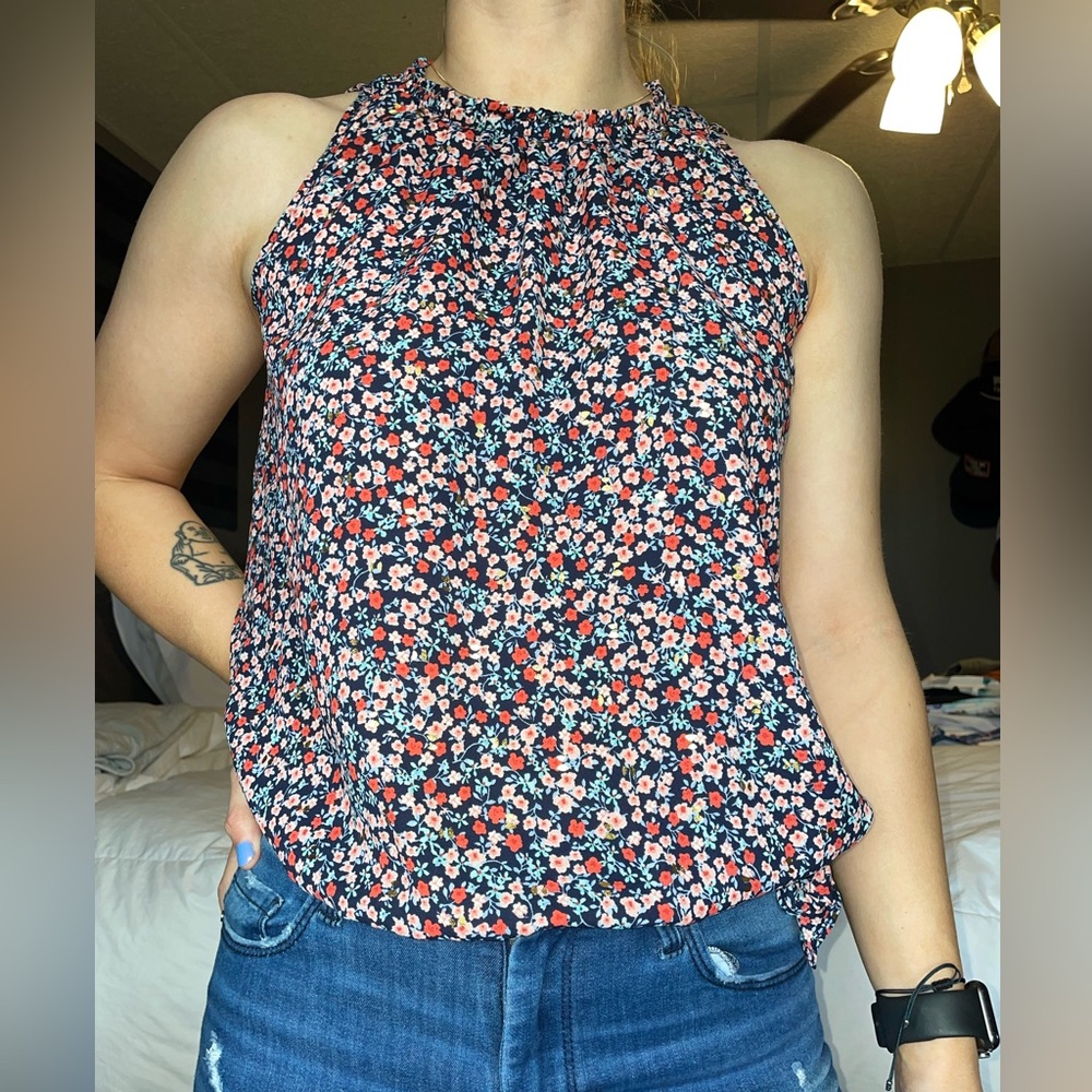 High neck floral blouse